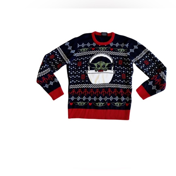 Star Wars Geeknet The Mandalorian Child Baby Yoda Ugly Holiday Unisex size L - Picture 1 of 16